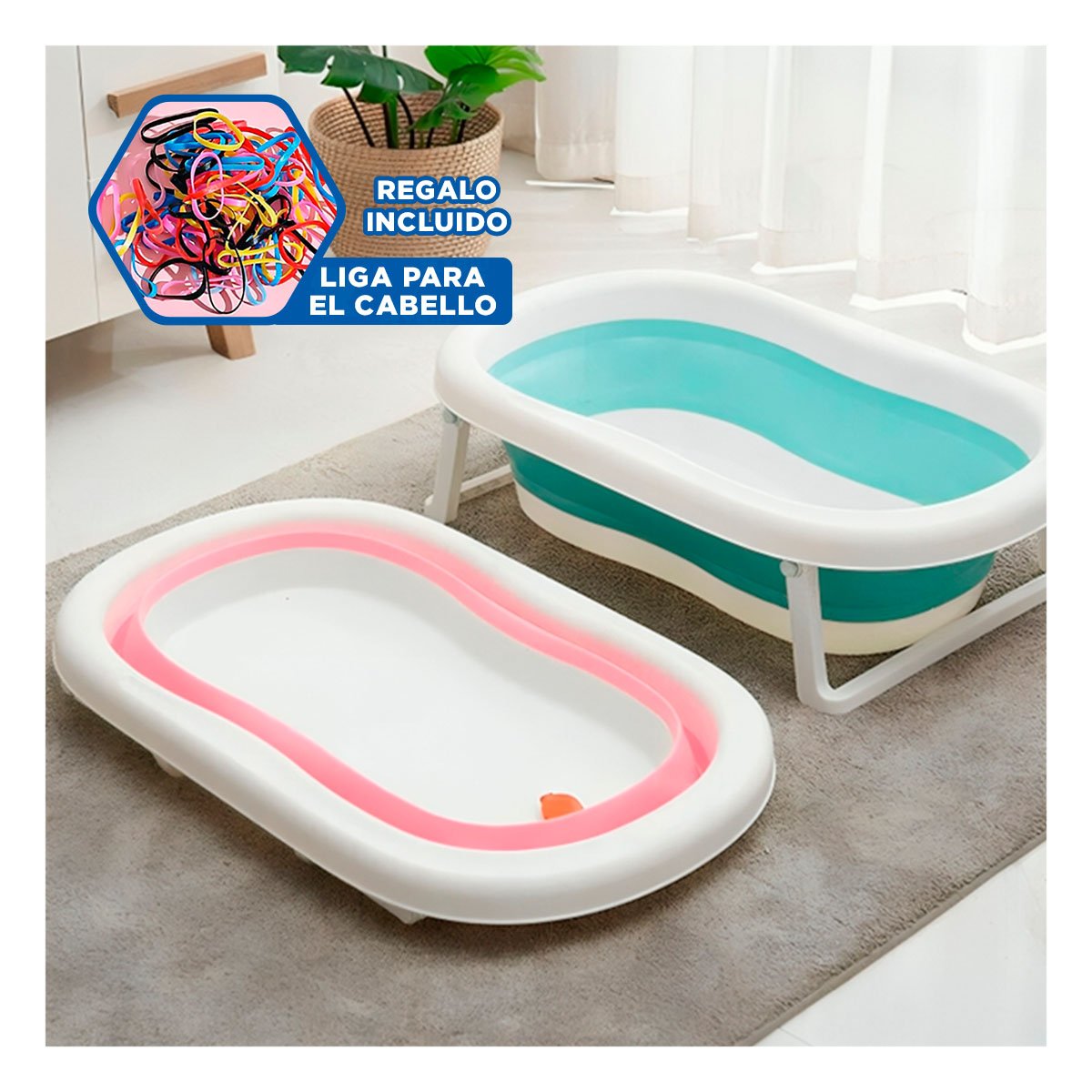 BAÑERA PLEGABLE PARA BEBE VERSATIL Y SEGURA, IDEAL PARA TODO ESPACIO VERDE Y+LIGAS REGALO - 2
