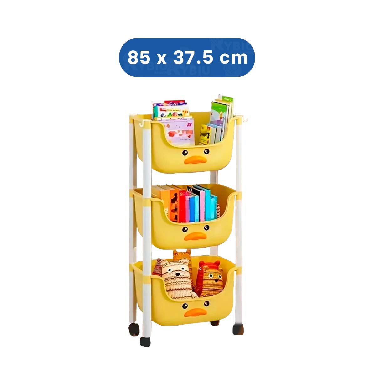 ORGANIZADOR KAWAII 3 NIVELES ALMACENAJE COMODO DISENO PATO AMARILLO Y+LIGAS REGALO - 4