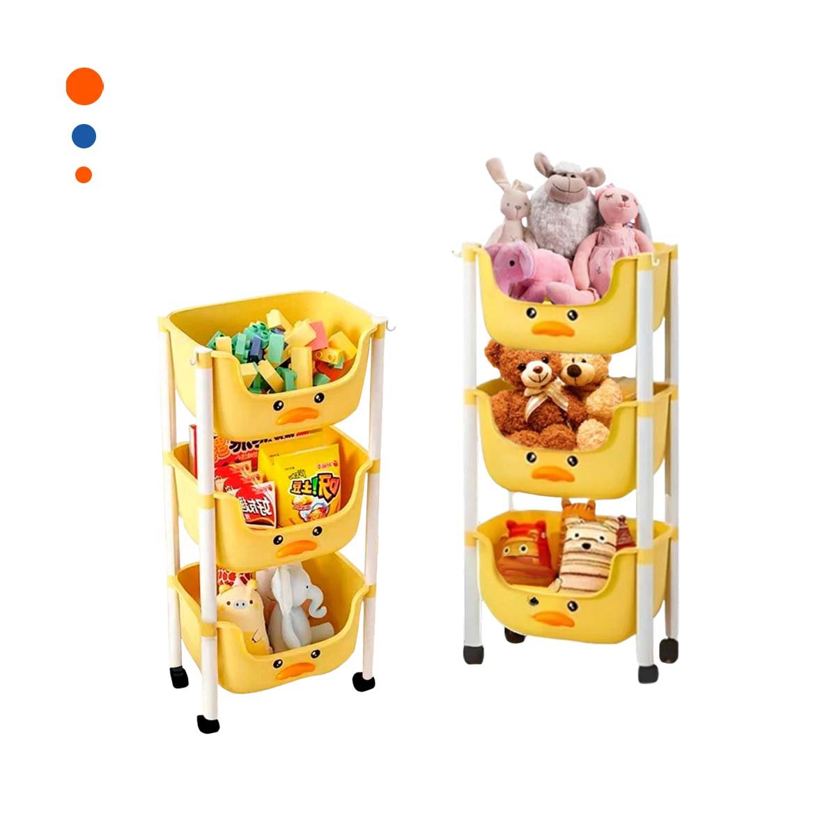 ORGANIZADOR KAWAII 3 NIVELES ALMACENAJE COMODO DISENO PATO AMARILLO Y+LIGAS REGALO - 5