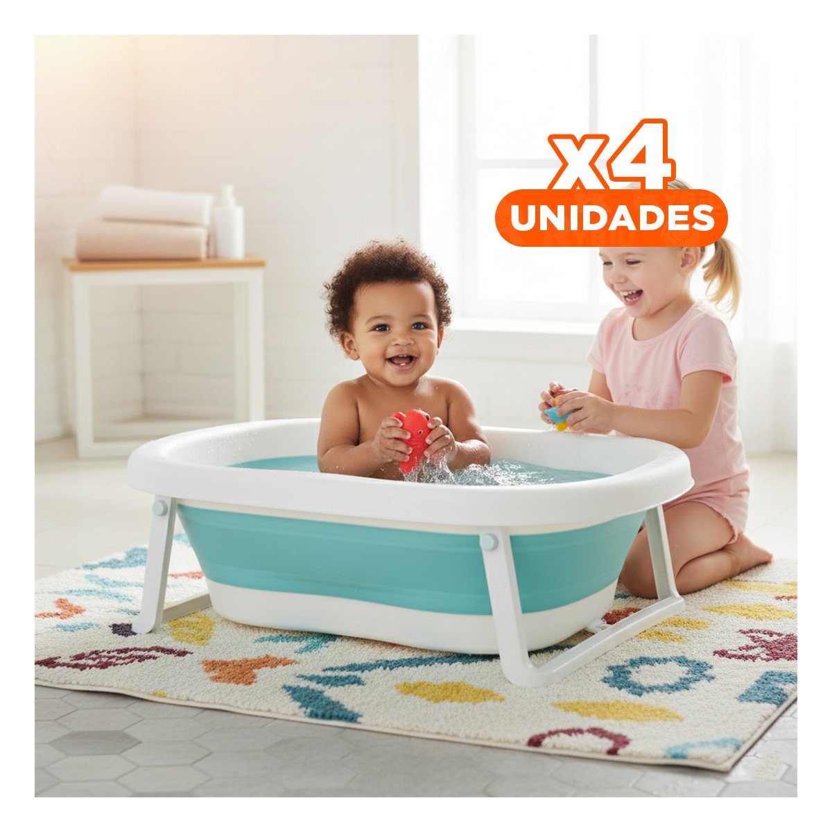 PACK4 CUENCA PLEGABLE PARA BEBE PRACTICA, COMPACTA Y SEGURA VERDE Y+REGALO STICKER - 1