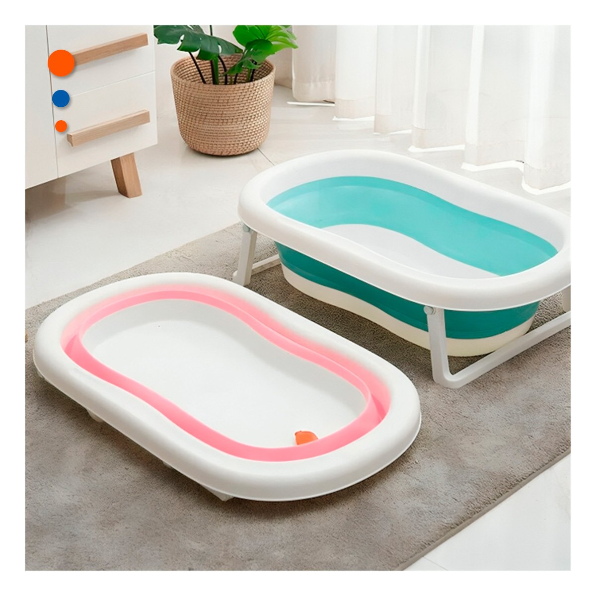 PACK4 CUENCA PLEGABLE PARA BEBE PRACTICA, COMPACTA Y SEGURA VERDE Y+REGALO STICKER - 3