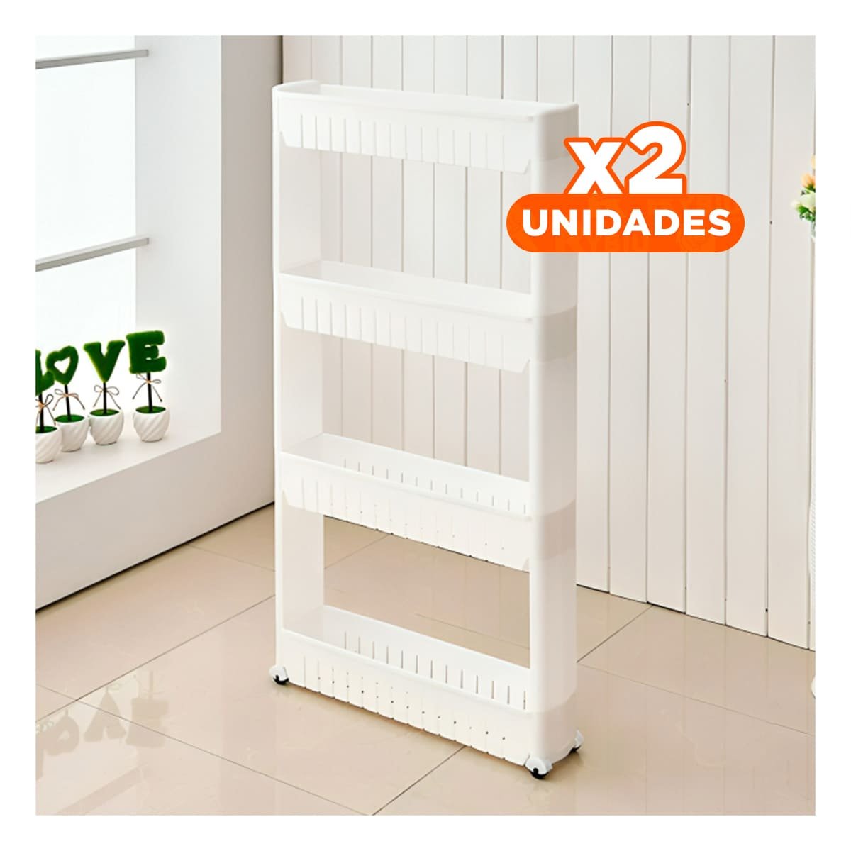 PACK2 MODULO LATERAL DELGADO DE 4 NIVELES CON RANURAS BLANCO PLASTICO Y+PAPEL REGALO - 1