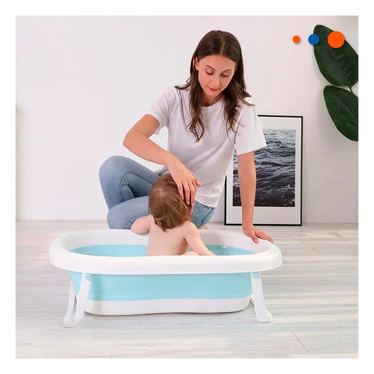 BAÑERA PLEGABLE PARA BEBE SEGURA, PRACTICA Y FACIL DE USAR EN CASA CELESTE - 3