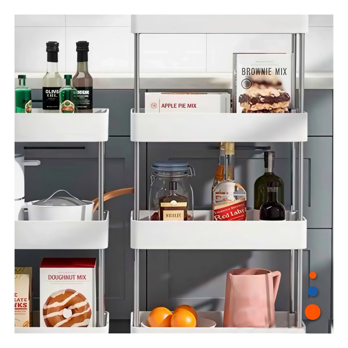 PACK4 ORGANIZADOR LATERAL DE 4 NIVELES CON 4 RUEDAS BLANCO PLASTICO RESISTENTE Y+REGALO STICKER - 5