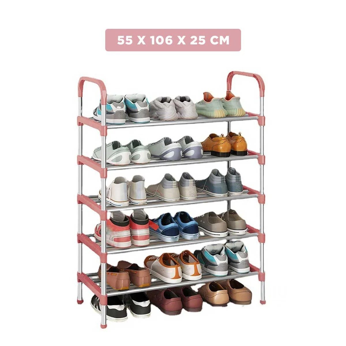 ZAPATERA VERTICAL 5 NIVELES VERSATIL Y RESISTENTE Y FACIL DE GUARDAR ROSADO Y+REGALO STICKER - 4
