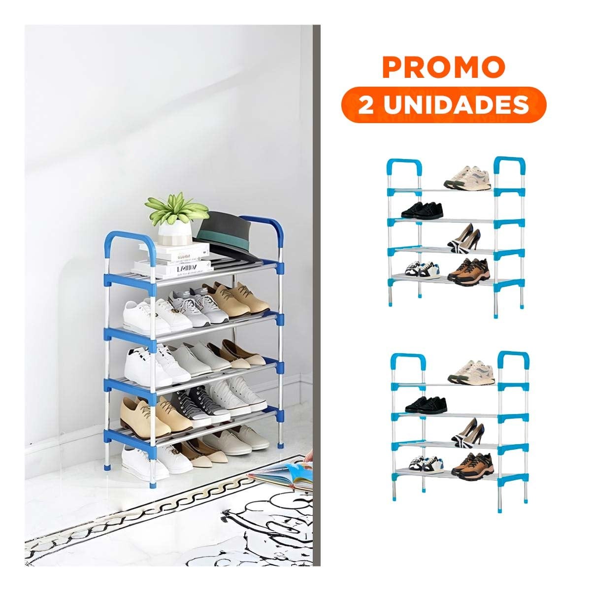 PACK2 SOPORTE VERTICAL 4 NIVELES VERSATIL Y RESISTENTE CELESTE Y+REGALO STICKER - 1