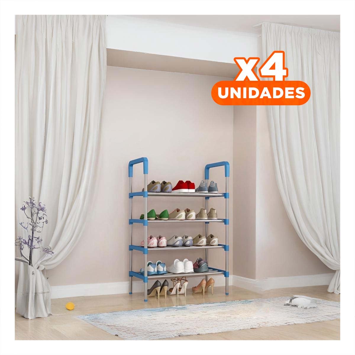 PACK4 REPISERO VERTICAL 4 NIVELES LIGERO Y PRACTICO Y FACIL DE USAR CELESTE Y+REGALO STICKER - 1
