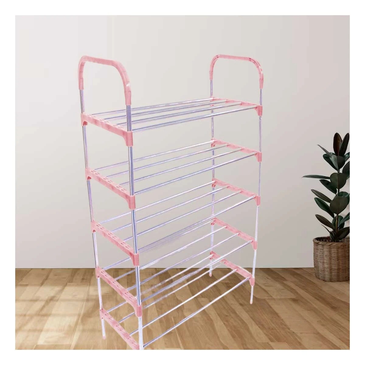 PACK2 SOPORTE VERTICAL 5 NIVELES PARA ZAPATOS LIGERO Y PRACTICO ROSADO - 3