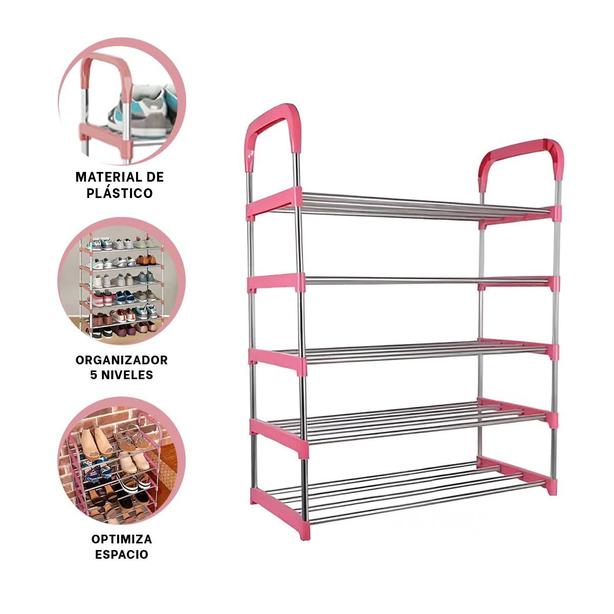 ZAPATERA VERTICAL 5 NIVELES COMPACTA Y COMODA Y SEGURA ROSADO Y+PAPEL REGALO - 5