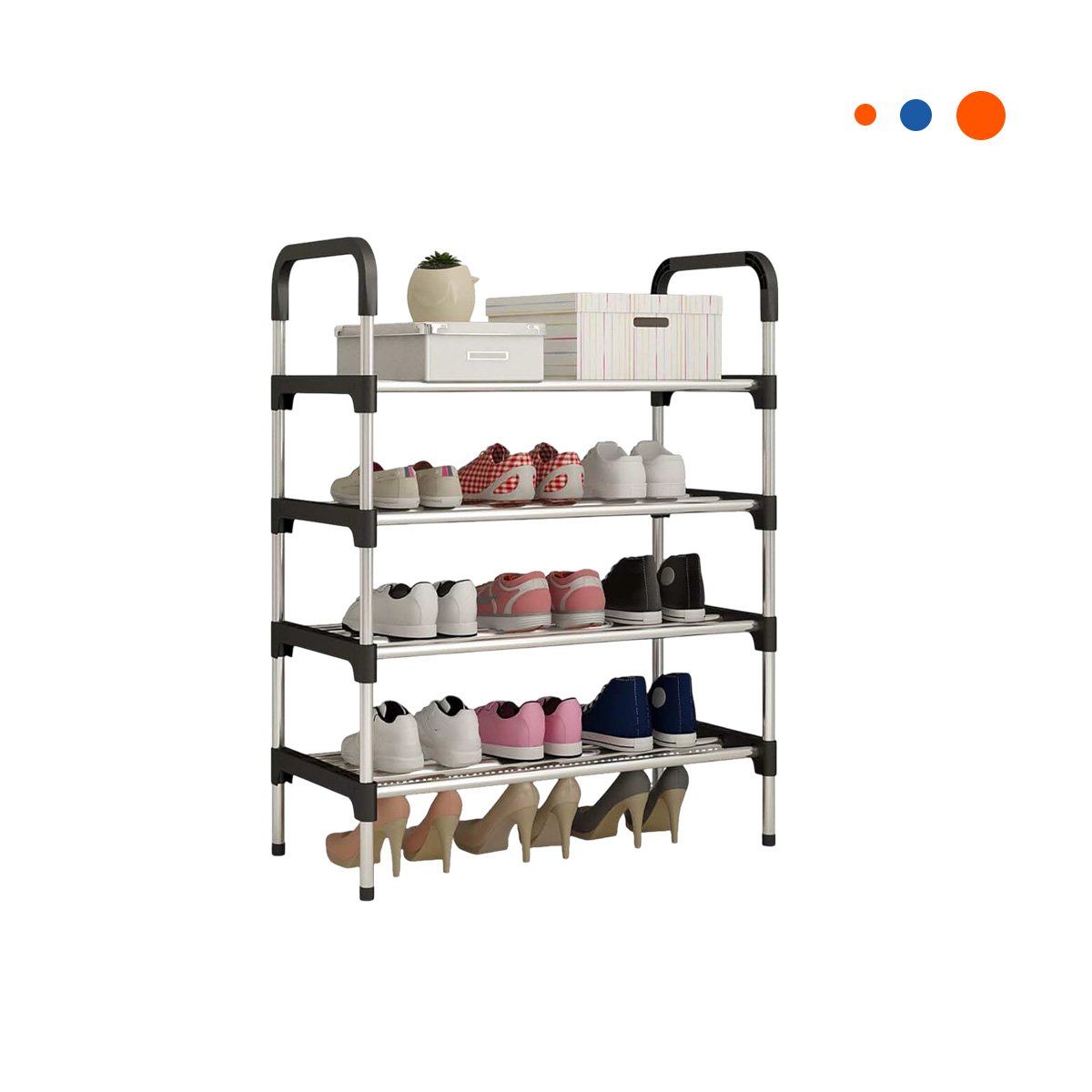 ZAPATERA VERTICAL 4 NIVELES VERSATIL Y RESISTENTE Y FACIL DE GUARDAR NEGRO Y+REGALO STICKER - 1