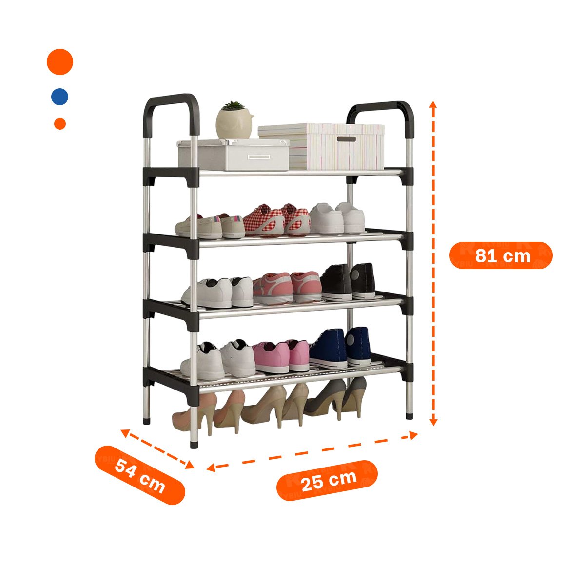 ZAPATERA VERTICAL 4 NIVELES VERSATIL Y RESISTENTE Y FACIL DE GUARDAR NEGRO Y+REGALO STICKER - 4