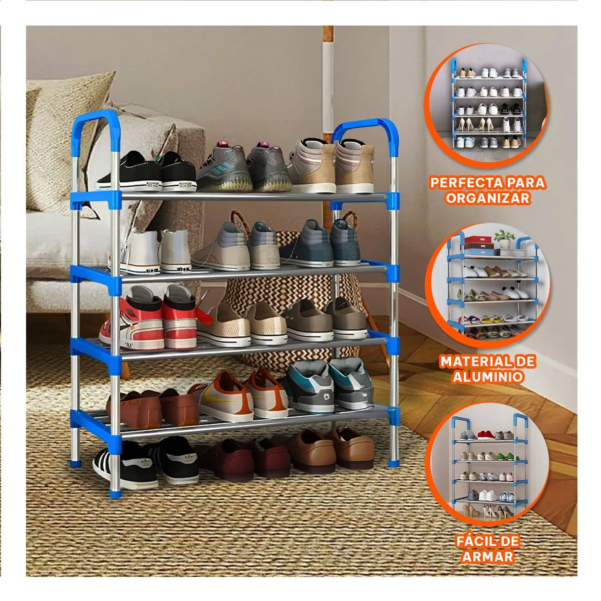 PACK4 SOPORTE VERTICAL 4 NIVELES FACIL DE USAR Y SEGURO Y COMODO CELESTE Y+PAPEL REGALO - 2