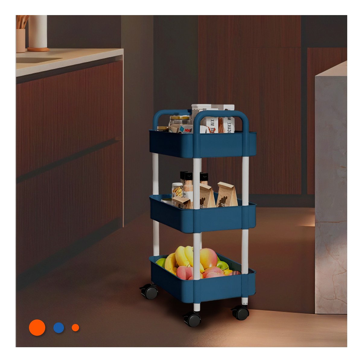 ORGANIZADOR SHELBY DE COLOR AZUL ACERO PARA BRINDAR COMODIDAD EN CASA Y+POST IT - 1
