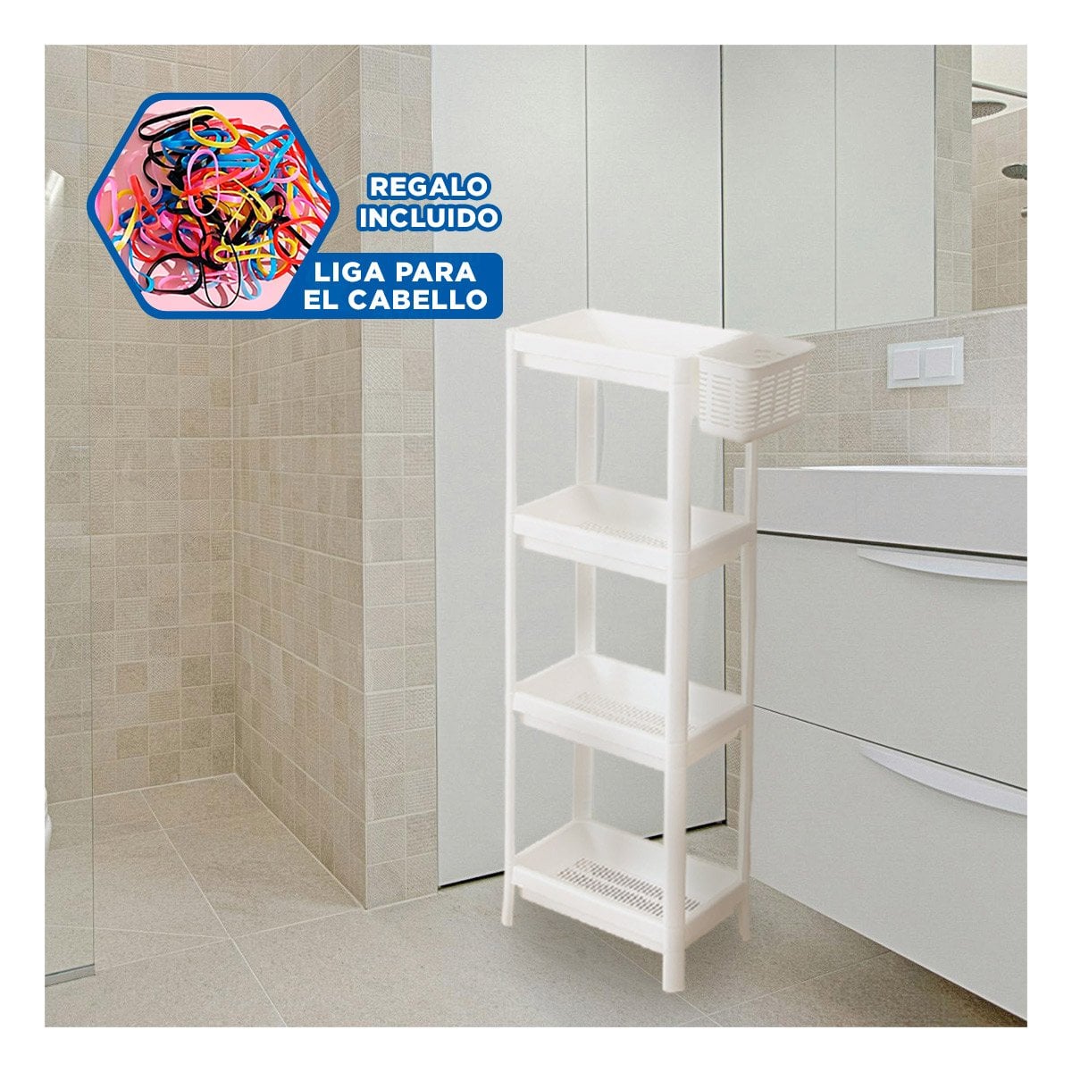 ESTANTE DE ALMACENAMIENTO 4 NIVELES DE COLOR BLANCO PARA LA UTILIDAD DE HIJOS Y+LIGAS REGALO - 2