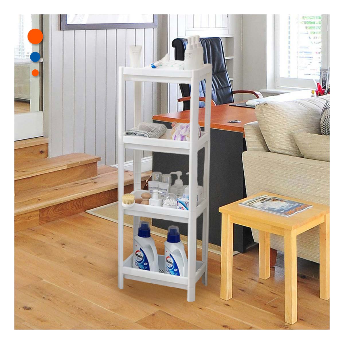 PACK4 MUEBLE DE ALMACEN 4 NIVELES COLOR BLANCO PARA LA LIMPIEZA EN DOMICILIO Y+REGALO STICKER - 3