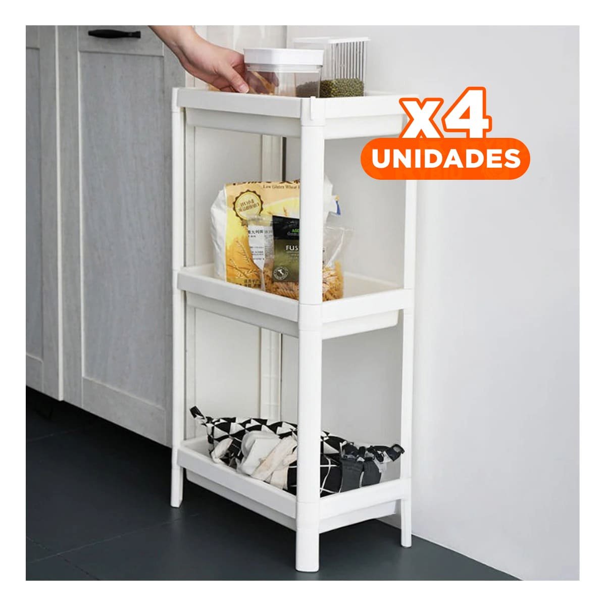 PACK4 ORGANIZADOR ESTRECHO 3 NIVELES DE COLOR BLANCO DE GRAN CALIDAD PARA CARGA Y+PAPEL REGALO - 1