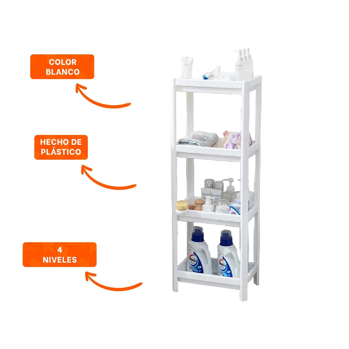 ESTANTE DE ALMACENAMIENTO 4 NIVELES DE COLOR BLANCO PARA EL RECREO EN FAMILIA Y+PAPEL REGALO - 5