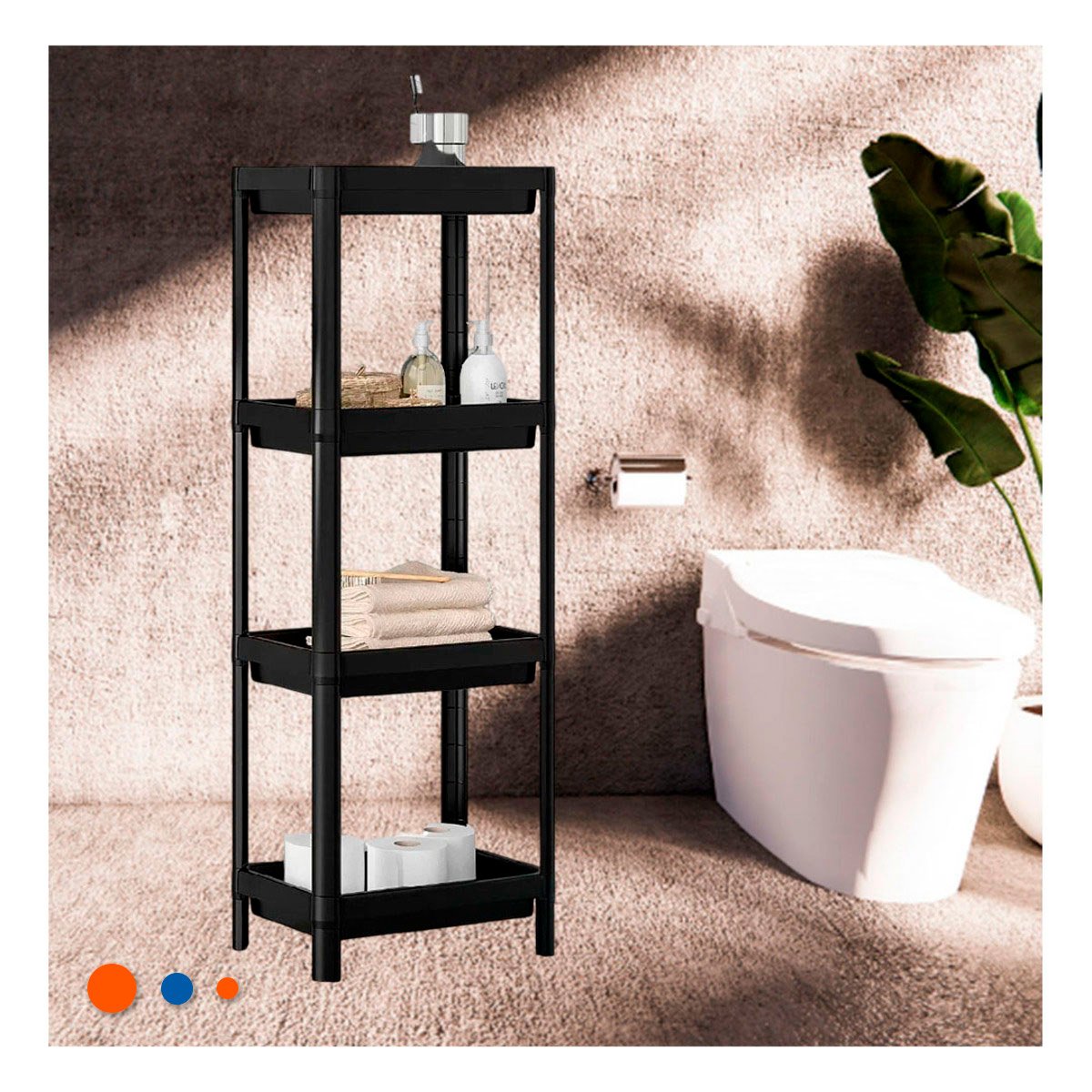 PACK4 ORGANIZADOR ESTRECHO 4 NIVELES DE COLOR NEGRO CON DISEÑO ELEGANTE EN CASA - 5