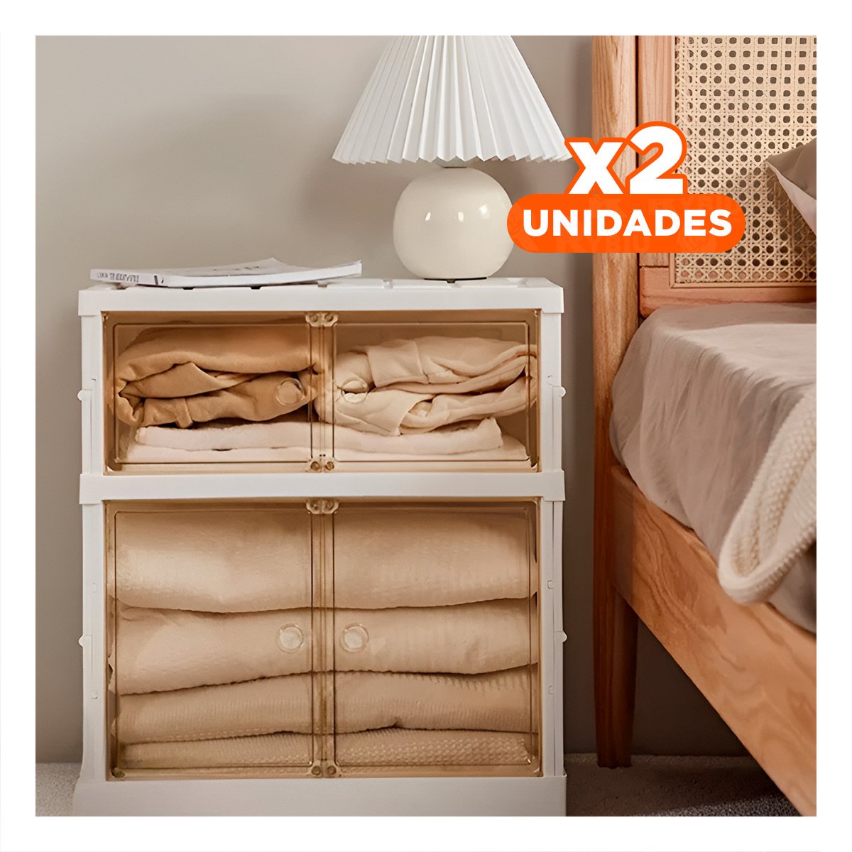 PACK2 MUEBLE PLEGABLE 2 NIVELES BLANCO DE ESTILO MODERNO EN SU DESPENSA Y+PAPEL REGALO - 1