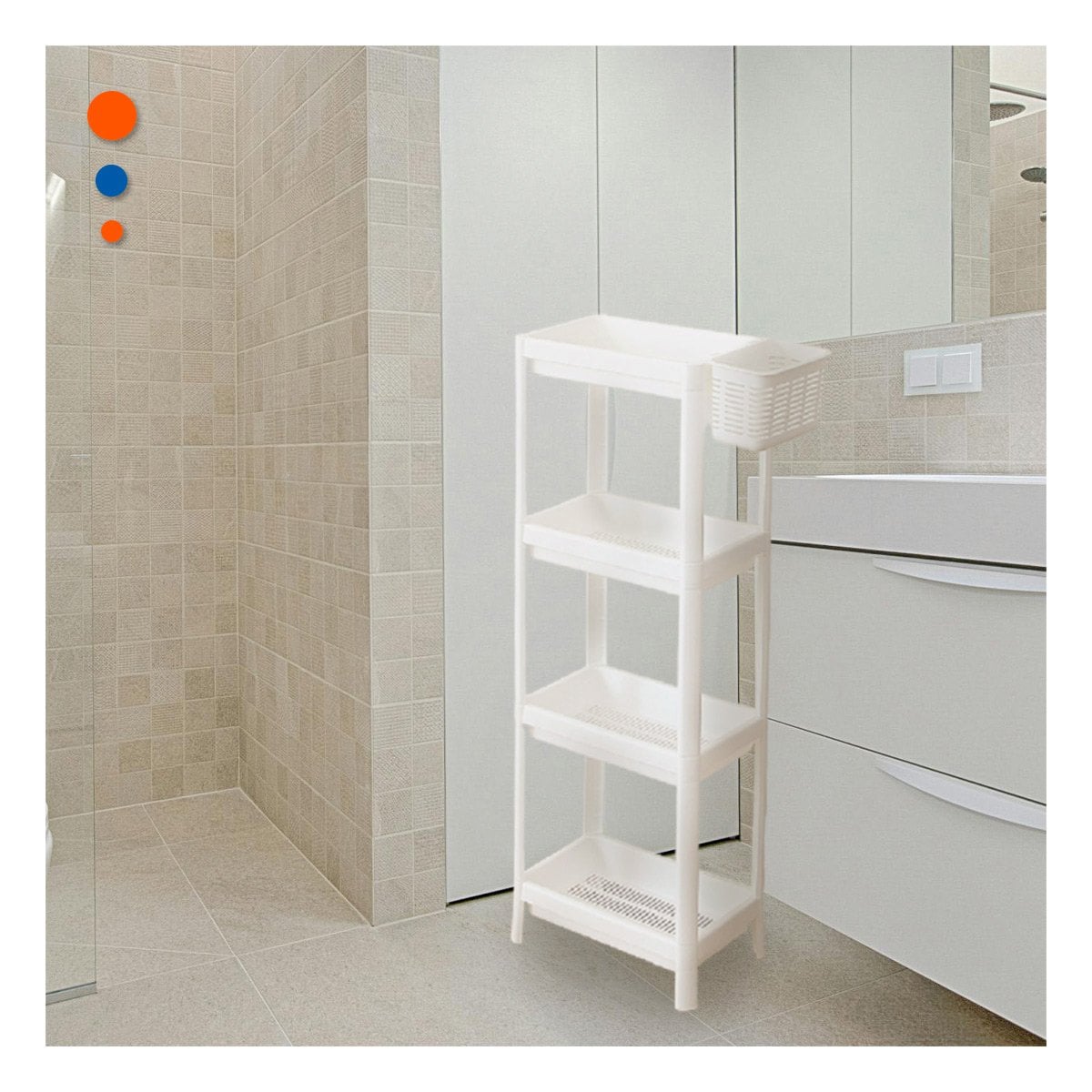 PACK2 ORGANIZADOR ESTRECHO 4 NIVELES DE COLOR BLANCO CON MUCHA CAPACIDAD EN SALA - 3