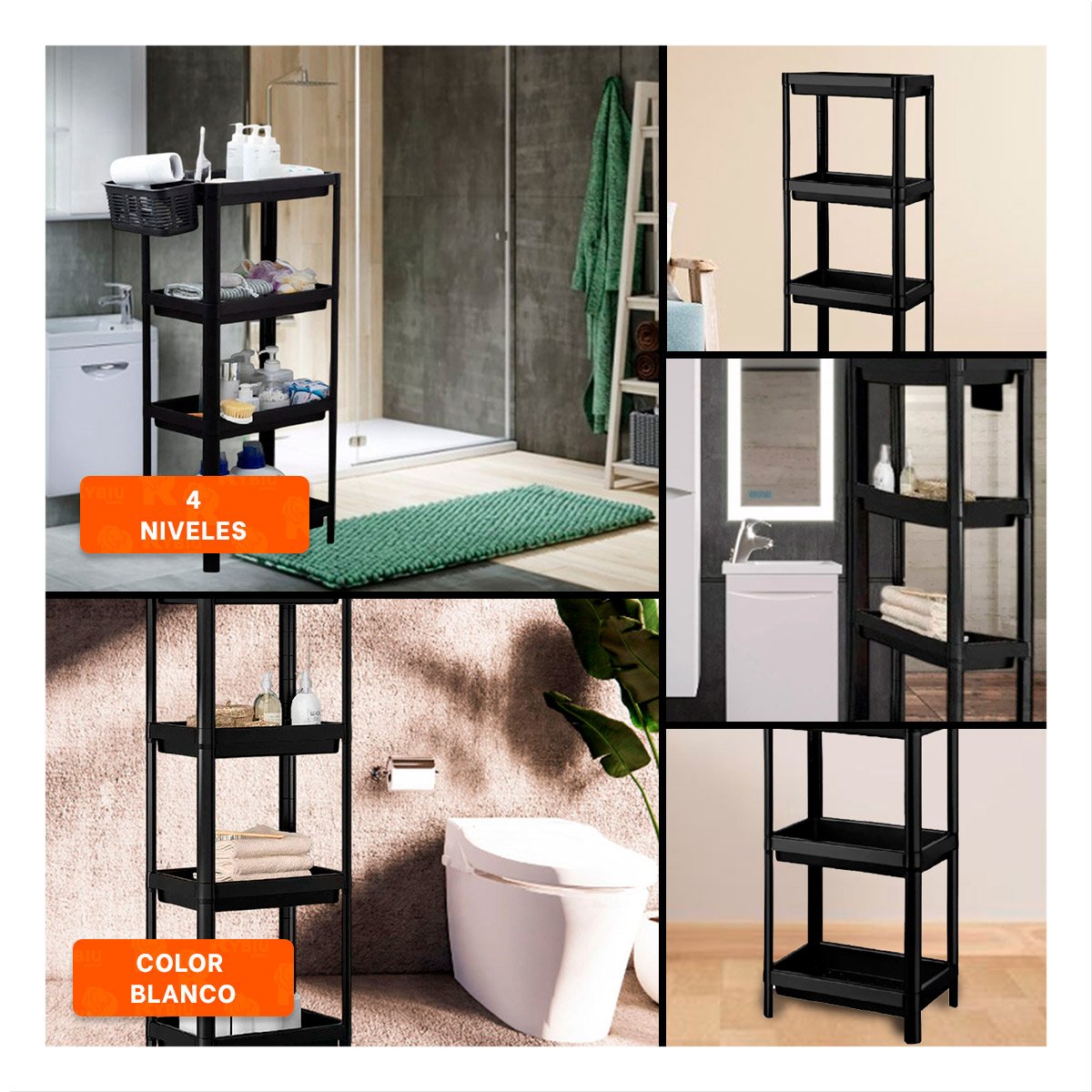 PACK2 ORGANIZADOR ESTRECHO 4 NIVELES DE COLOR NEGRO DE ESTILO MODERNO DESPENSA Y+PAPEL REGALO - 3