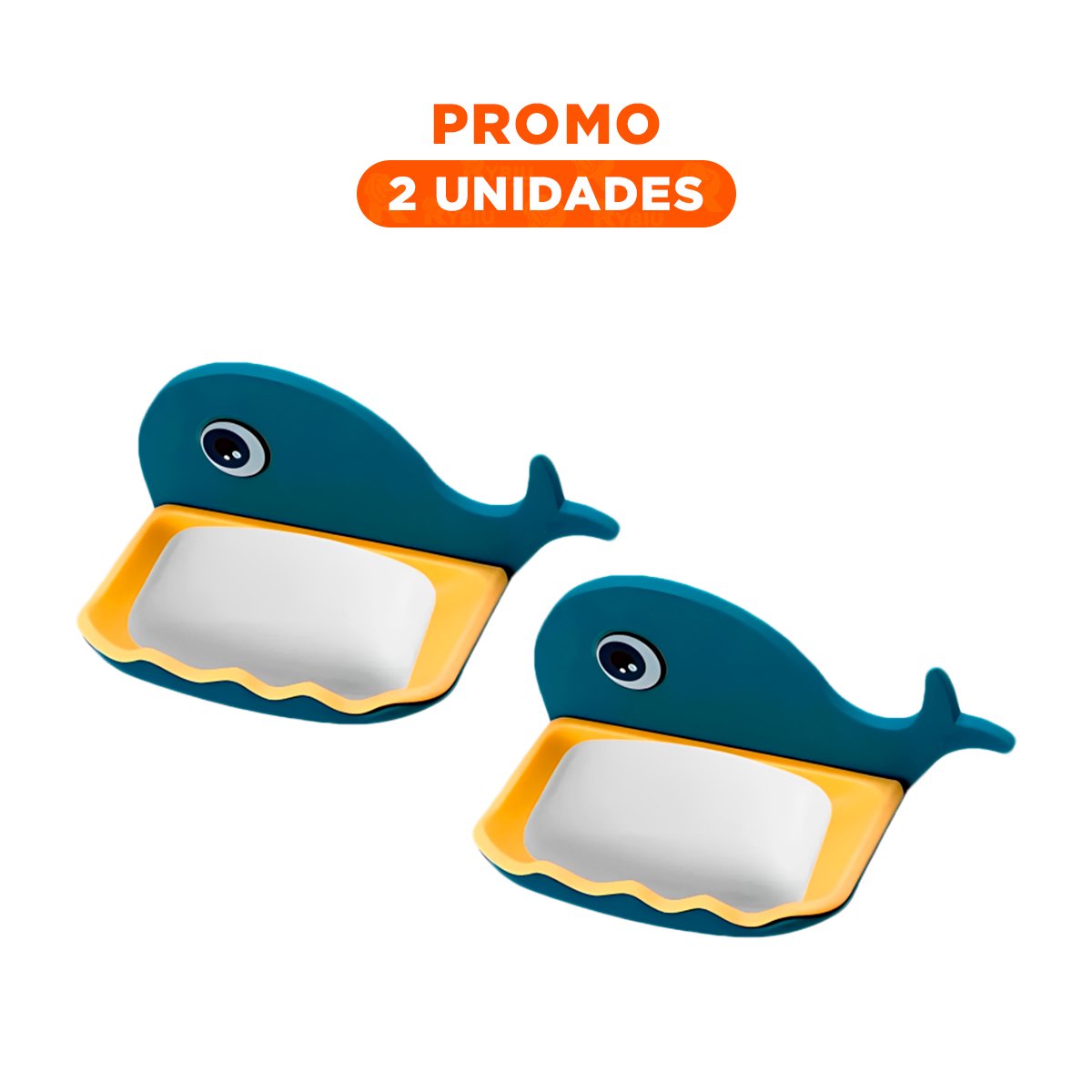 PACK2 BASE BALLENA PORTA JABON DISENO DIVERTIDO PARA COCINA HOGAR AZUL Y+REGALO STICKER - 1
