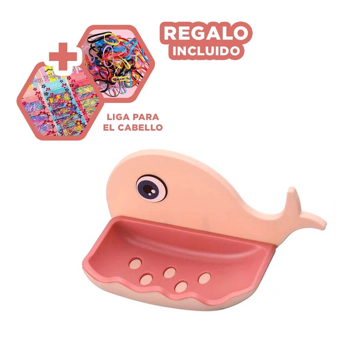 JABONERA BALLENA PORTA JABON FUNCIONAL PARA LAVADO DIARIO EN CASA ROSADO Y+LIGAS REGALO - 2