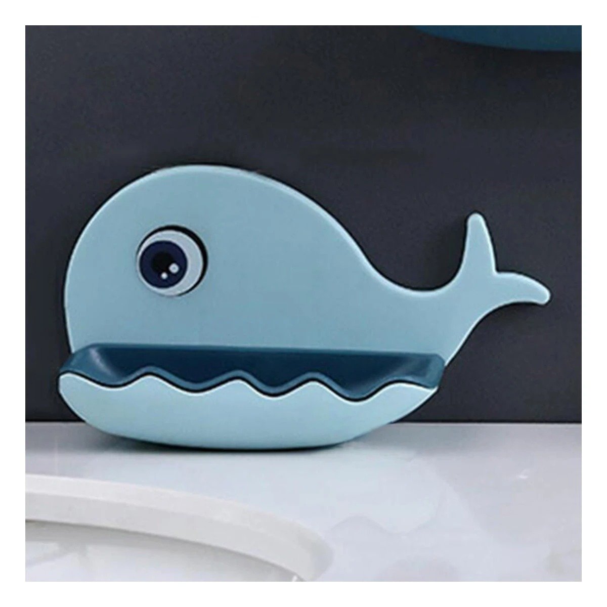 PACK2 SOPORTE JABON CON FORMA DE BALLENA CELESTE PARA HOGAR USO DIARIO - 3