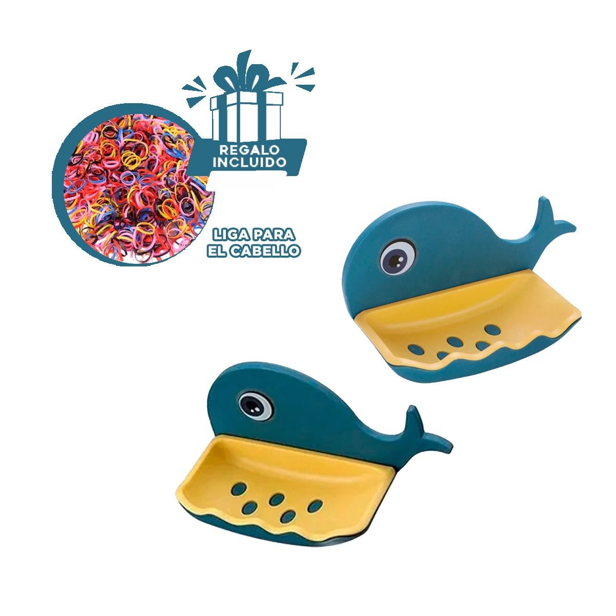 JABONERA BALLENA PORTA JABON FUNCIONAL PARA LAVADO DIARIO EN CASA AZUL Y+LIGAS REGALO - 2