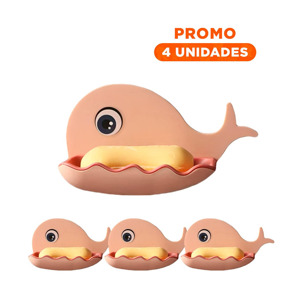 PACK4 BASE BALLENA PORTA JABON PRACTICA PARA ESPACIOS PEQUENOS HOGAR ROSADO - 1
