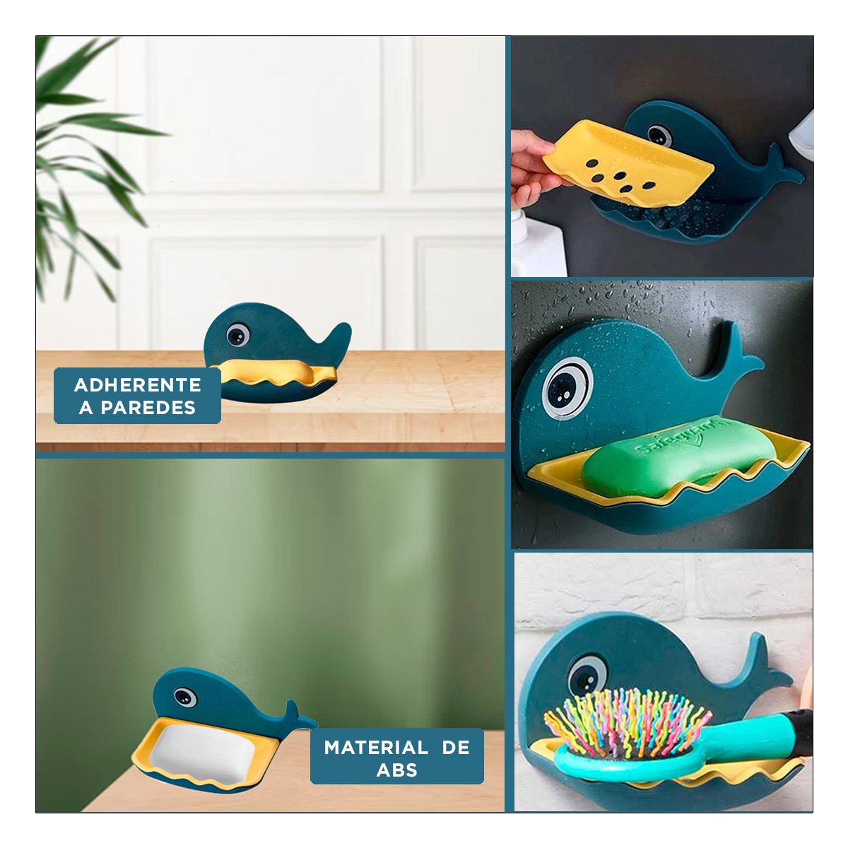 JABONERA BALLENA PORTA JABON DISENO DIVERTIDO PARA COCINA HOGAR AZUL Y+POST IT - 2