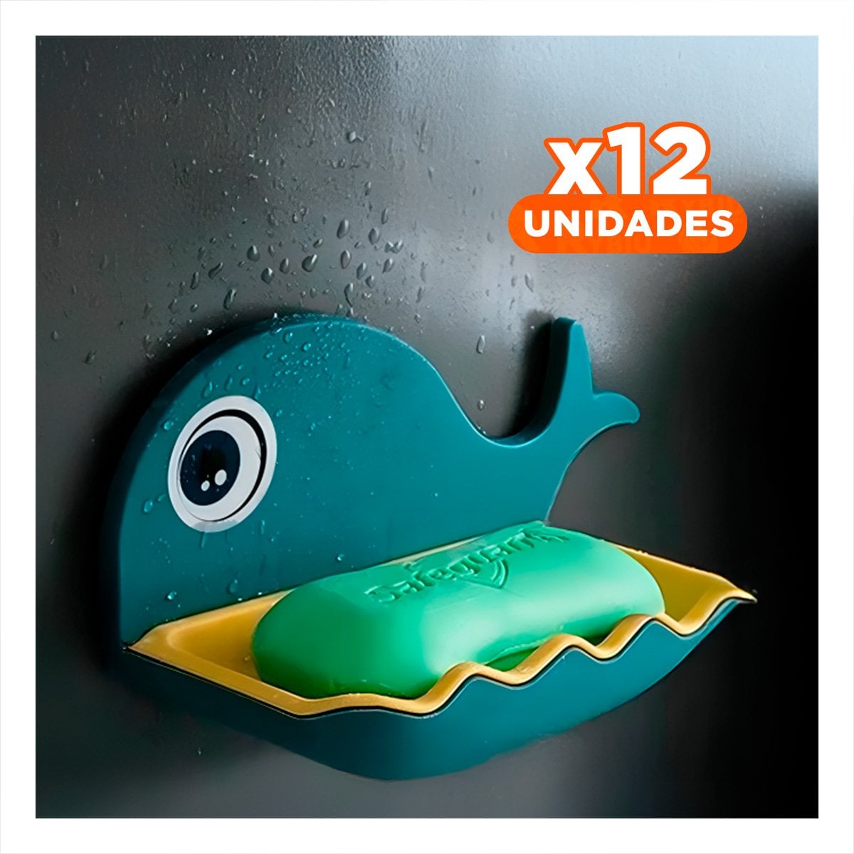 PACK12 BANDEJA BALLENA PORTA JABON PLASTICO DURABLE PARA COCINA HOGAR AZUL Y+PAPEL REGALO - 1
