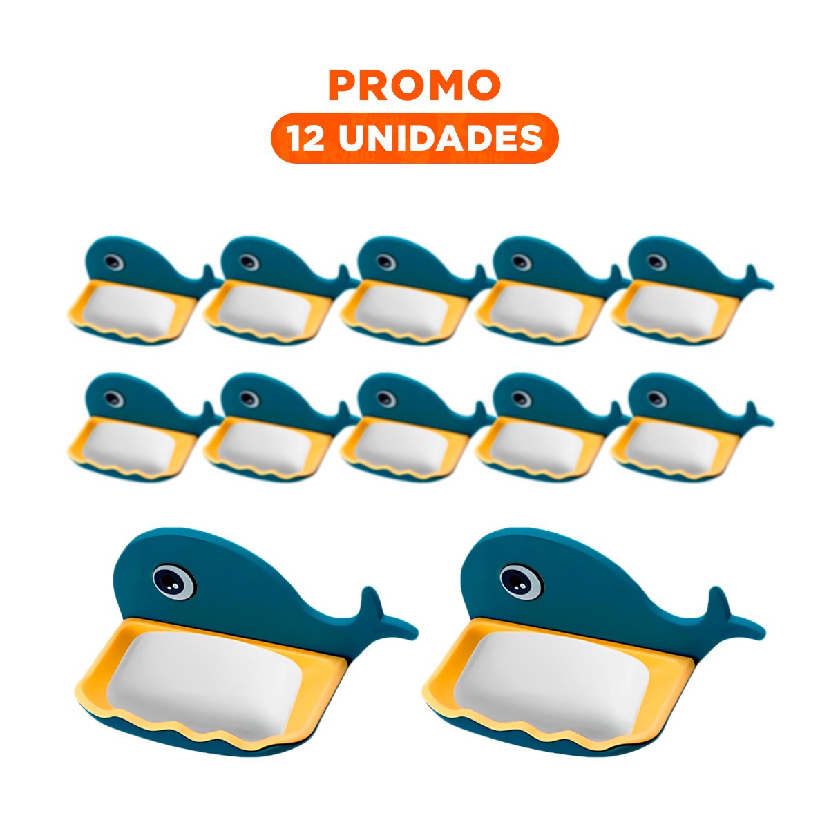 PACK12 RECIPIENTE BALLENA PORTA JABON LIGERO RESISTENTE PARA COCINA AZUL - 1