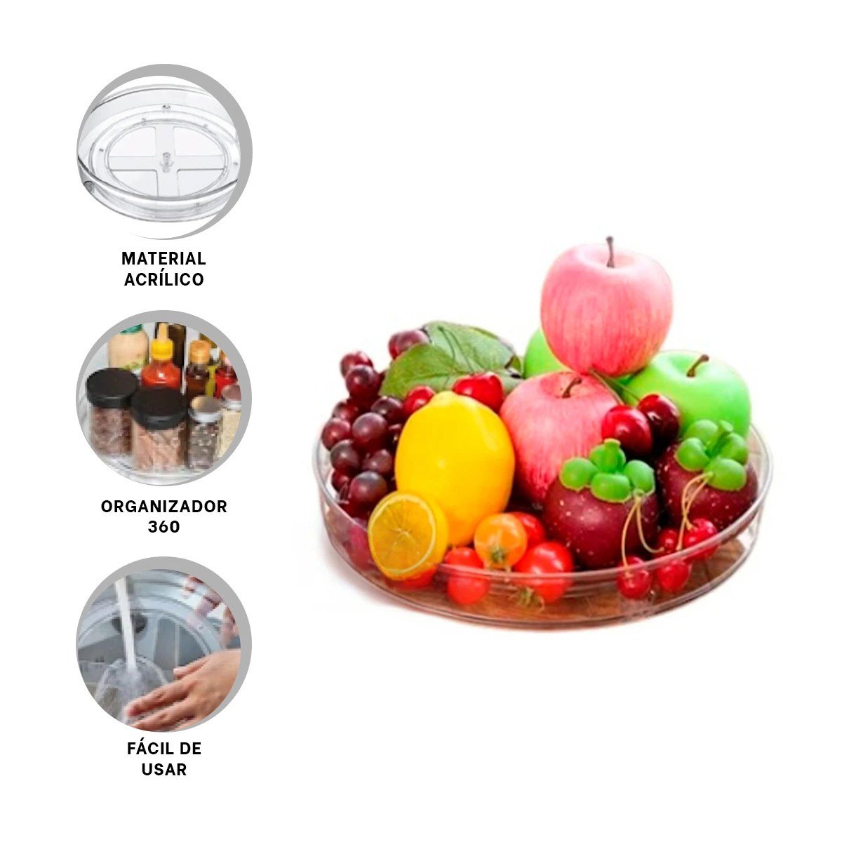 BANDEJA GIRATORIA PRACTICA 29X3.5CM PARA COCINA TRANSPARENTE Y+POST IT - 5