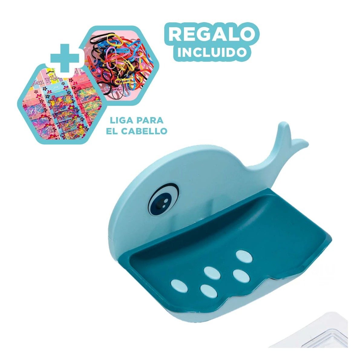 JABONERA EN FORMA DE BALLENA CELESTE PRACTICA PARA COCINA ZONA LAVADO Y+LIGAS REGALO - 2