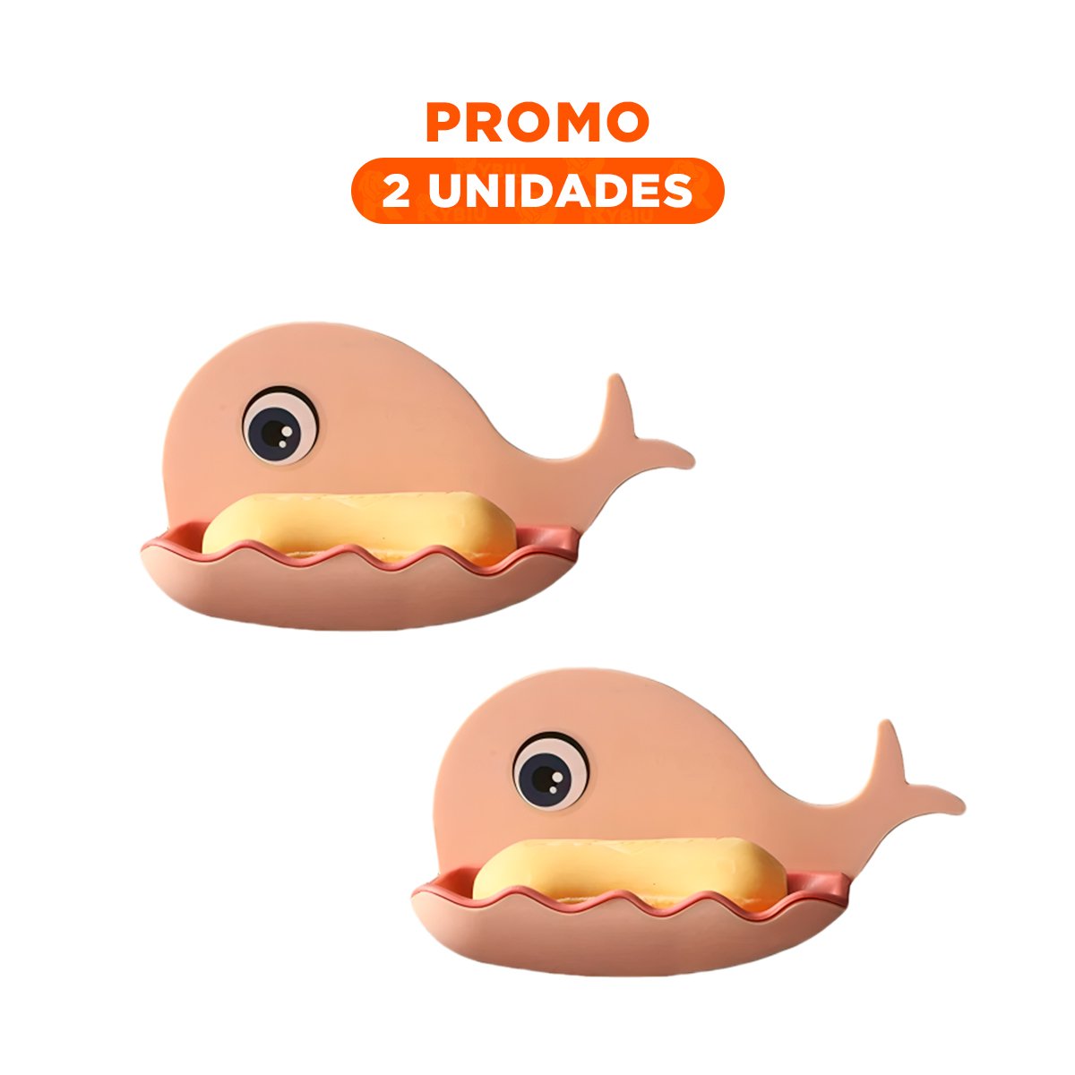 PACK2 BASE BALLENA PORTA JABON DISENO DIVERTIDO PARA COCINA HOGAR ROSADO Y+REGALO STICKER - 1