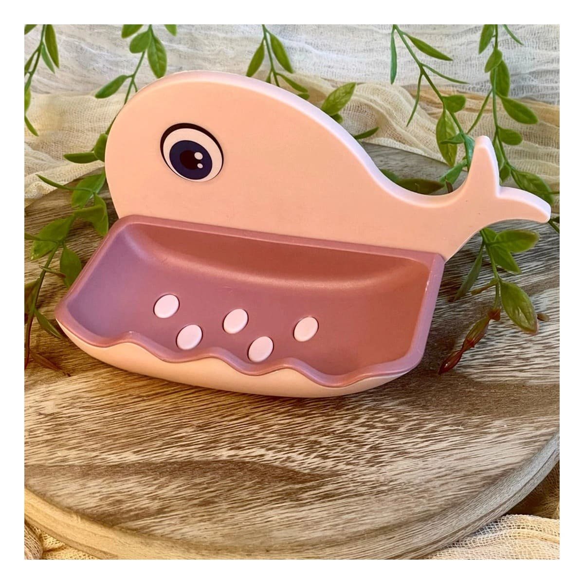 PACK2 BASE BALLENA PORTA JABON DISENO DIVERTIDO PARA COCINA HOGAR ROSADO Y+REGALO STICKER - 3