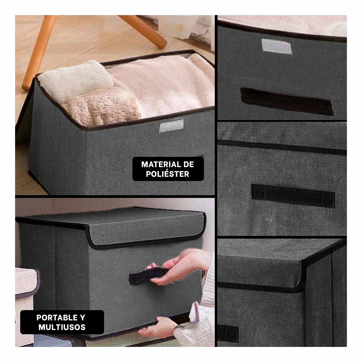 CAJA DE GUARDADO TELA NEGRO 36X24X23CM PARA USO DIARIO EN HOGAR Y+POST IT - 2