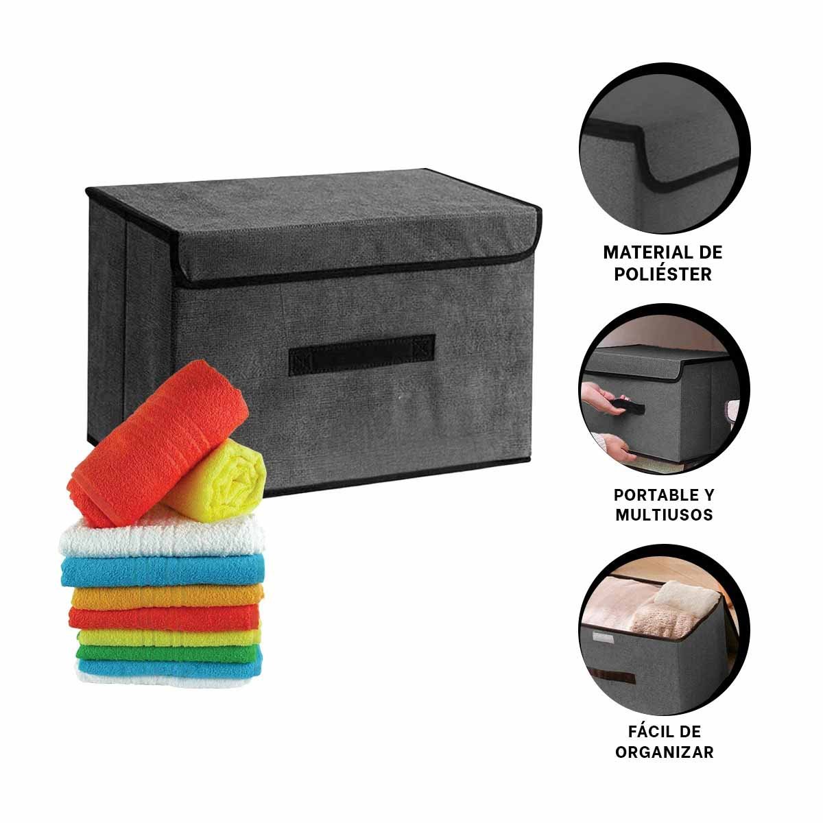 CAJA DE GUARDADO TELA NEGRO 36X24X23CM PARA USO DIARIO EN HOGAR Y+POST IT - 5
