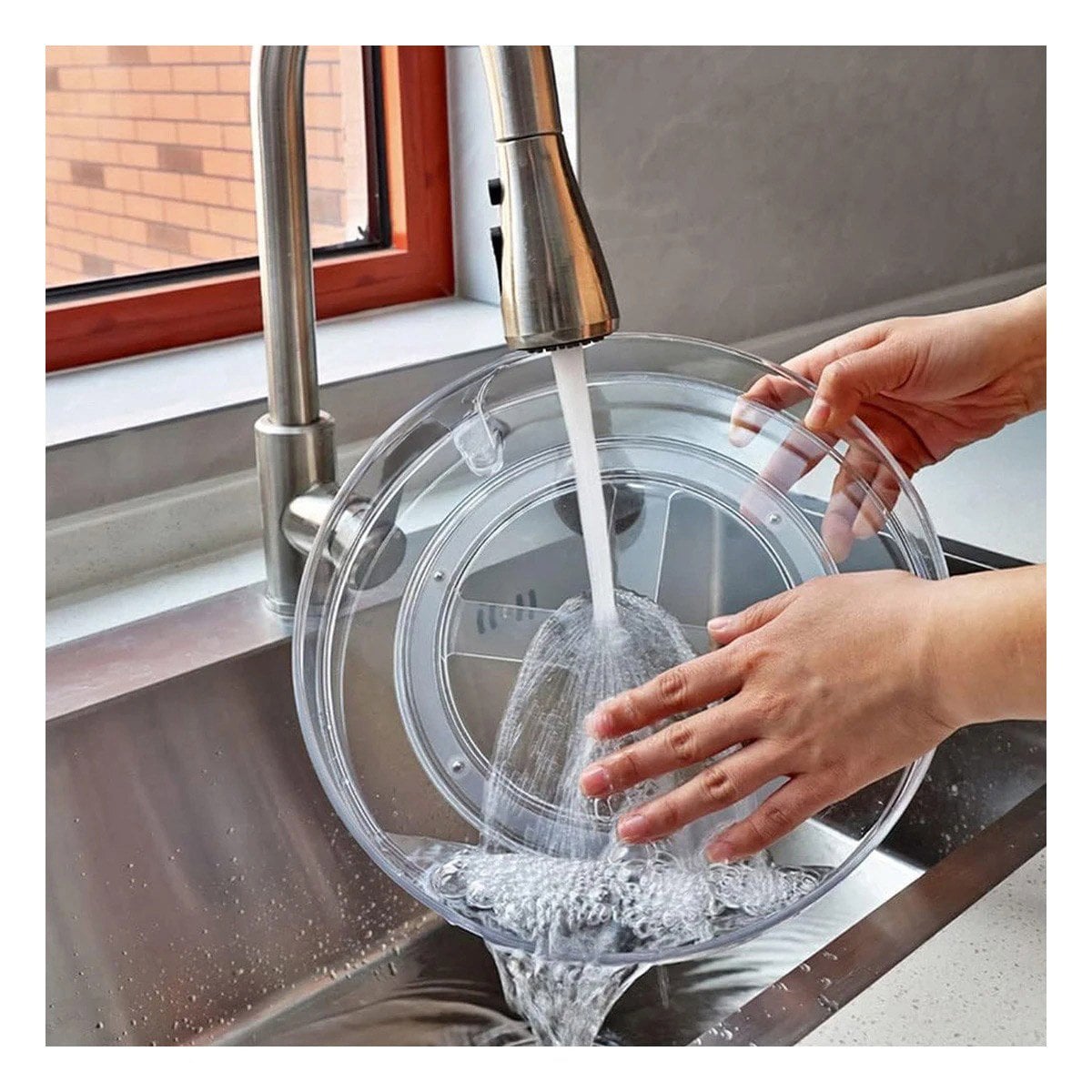 PACK4 PLATO GIRATORIO PRACTICO 29X3.5CM PARA COCINA TRANSPARENTE Y+PAPEL REGALO - 5
