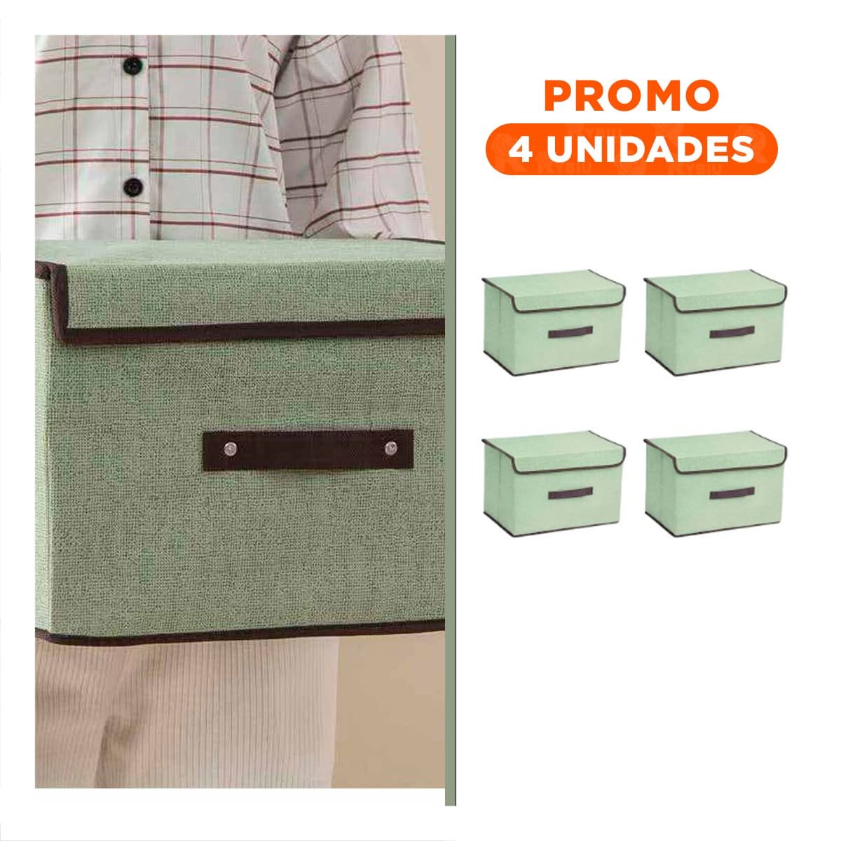 PACK4 MODULO TEXTIL VERDE 36X24X23CM PARA ROPA ACCESORIOS Y MAS - 1