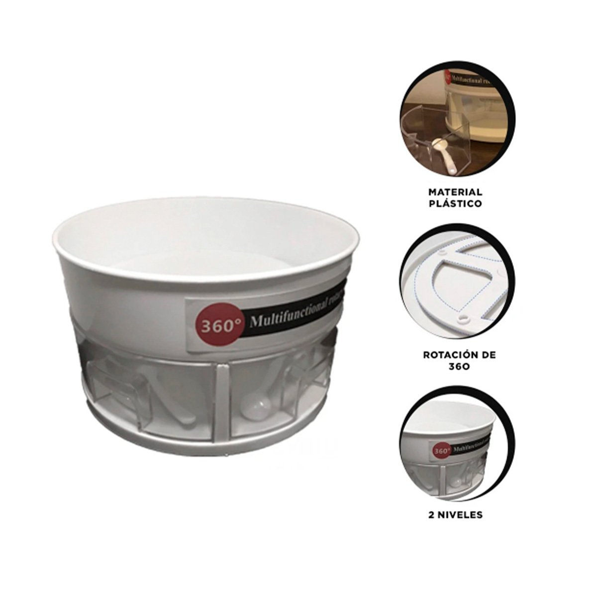 BASE GIRATORIA 360 GRADOS PRACTICA DE 2 NIVELES CON CAJONES BLANCO Y+POST IT - 5