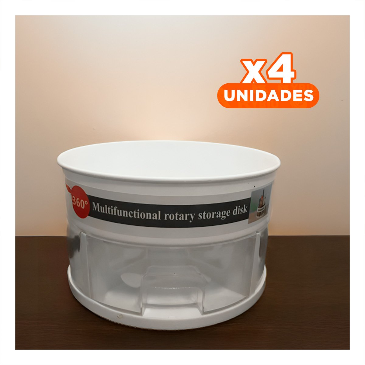 PACK4 MODULO GIRATORIO 360 GRADOS DE 2 NIVELES CON 4 CAJONES BLANCO Y+REGALO STICKER - 1