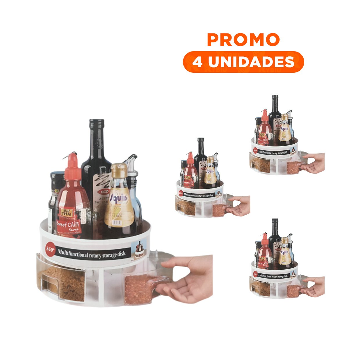 PACK4 SOPORTE GIRATORIO 360 GRADOS PRACTICO CON CAJONES BLANCO - 1