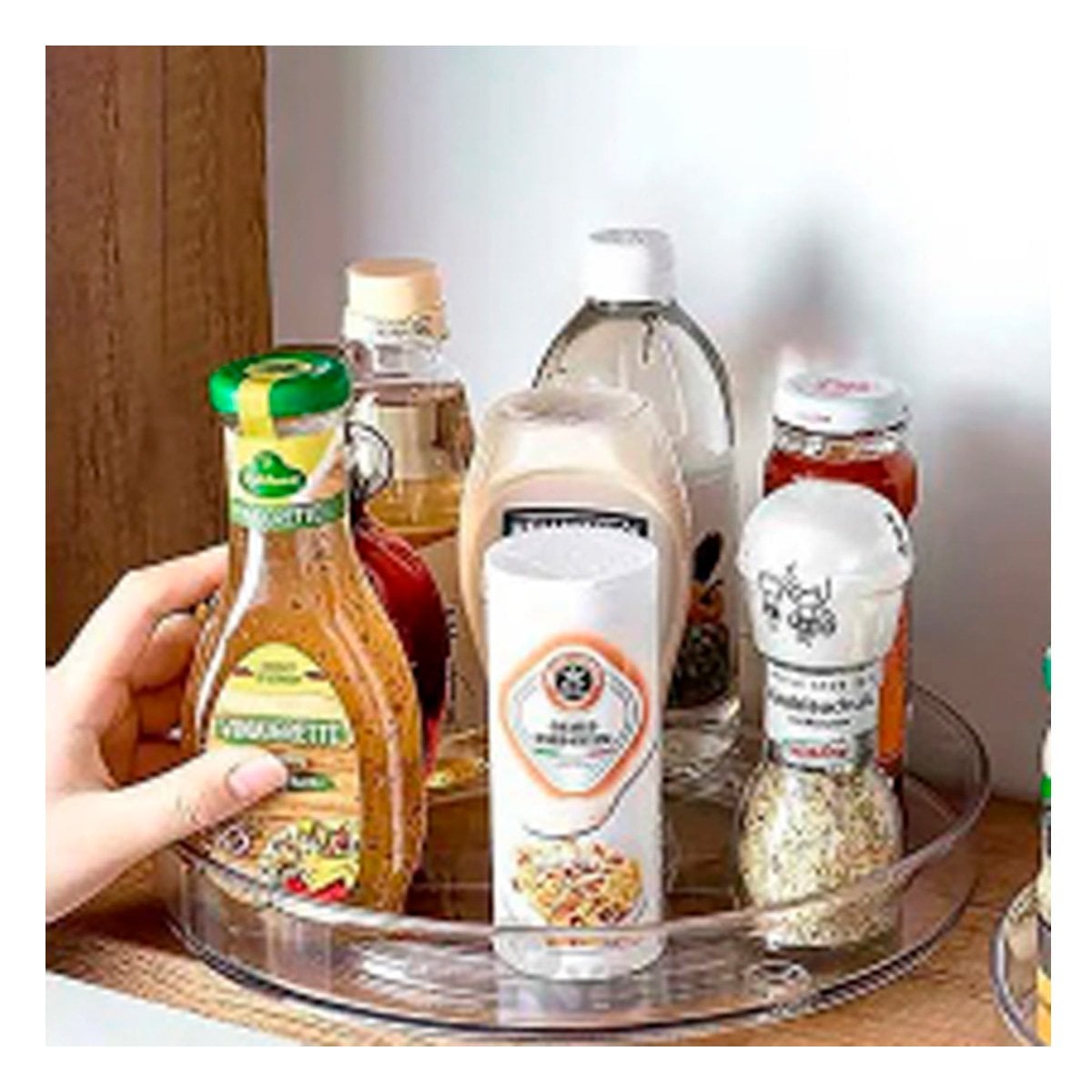BANDEJA GIRATORIA MULTIUSO 29X3.5CM PARA COCINA TRANSPARENTE Y+REGALO STICKER - 3