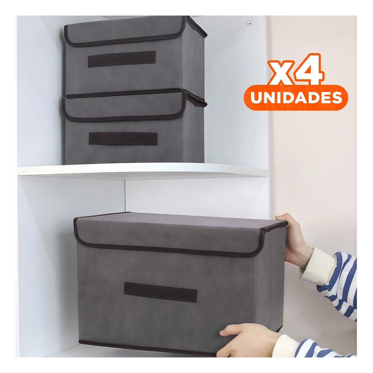 PACK4 MODULO DE TELA NEGRO 36X24X23CM PARA ORDEN DIARIO EN HOGAR Y+REGALO STICKER - 1