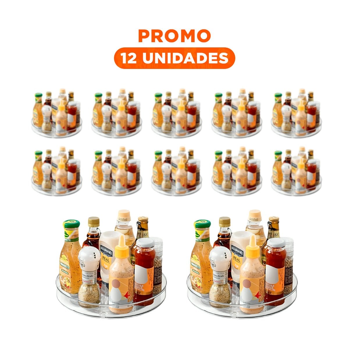 PACK12 SOPORTE GIRATORIO PRACTICO 29X3.5CM PARA COCINA TRANSPARENTE - 1