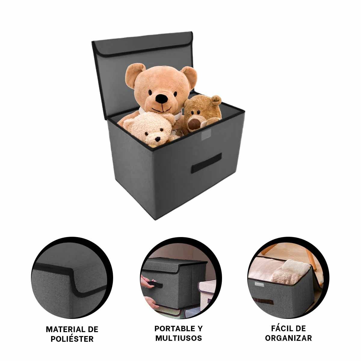 CAJA PLEGABLE DE TELA NEGRO 36X24X23CM PARA GUARDADO PRACTICO EN CASA Y+PAPEL REGALO - 5