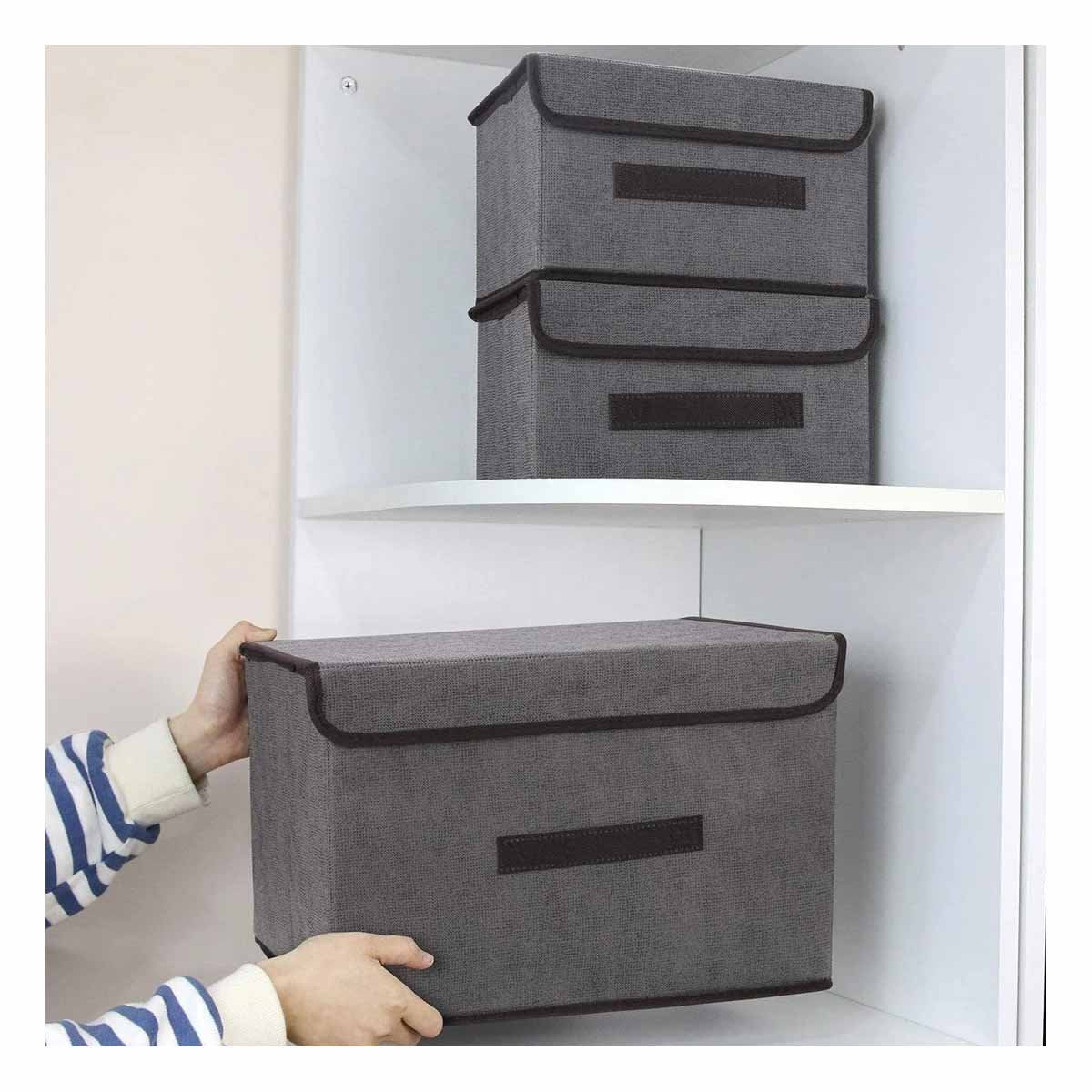 PACK4 BAUL PLEGABLE DE TELA NEGRO 36X24X23CM PARA ORDEN EN ESPACIOS - 2