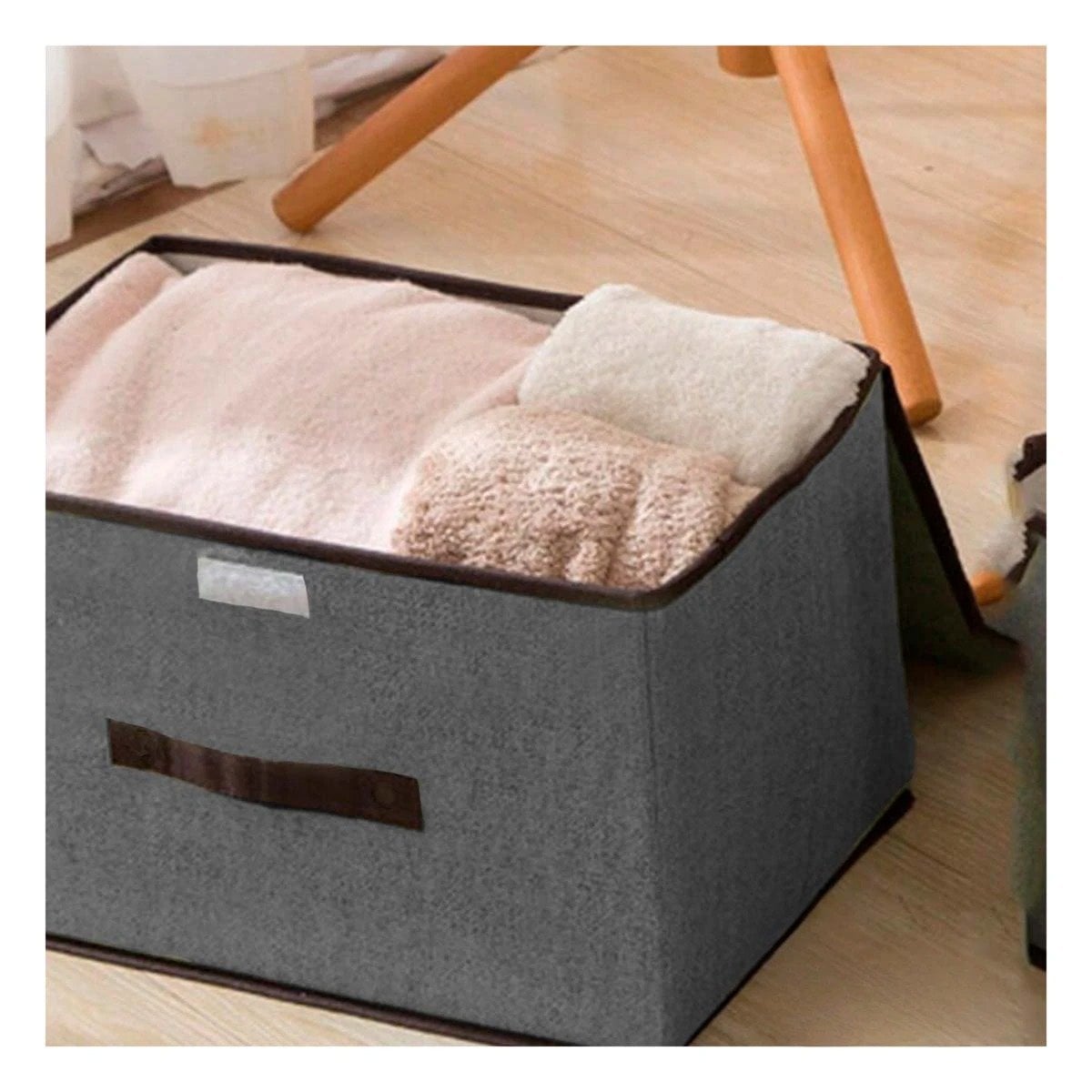 PACK4 BAUL PLEGABLE DE TELA NEGRO 36X24X23CM PARA ORDEN EN ESPACIOS - 3